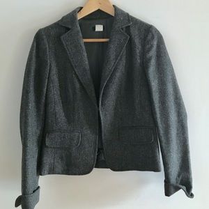 J Crew Grey Wool Blazer, Size 2.